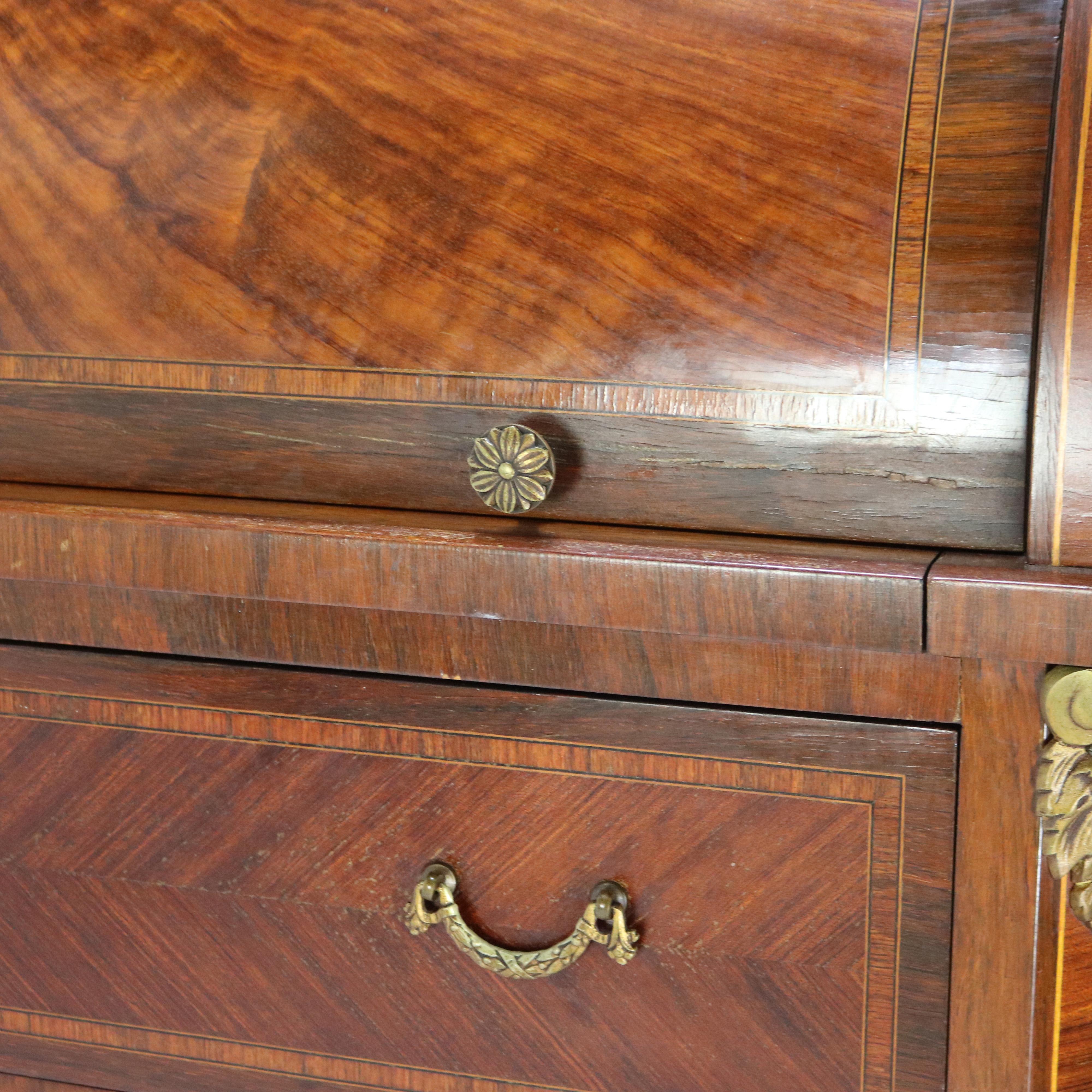 Bureau de dame en palissandre, bois de roi et bronze doré de style Louis XV, C.S. en vente 6