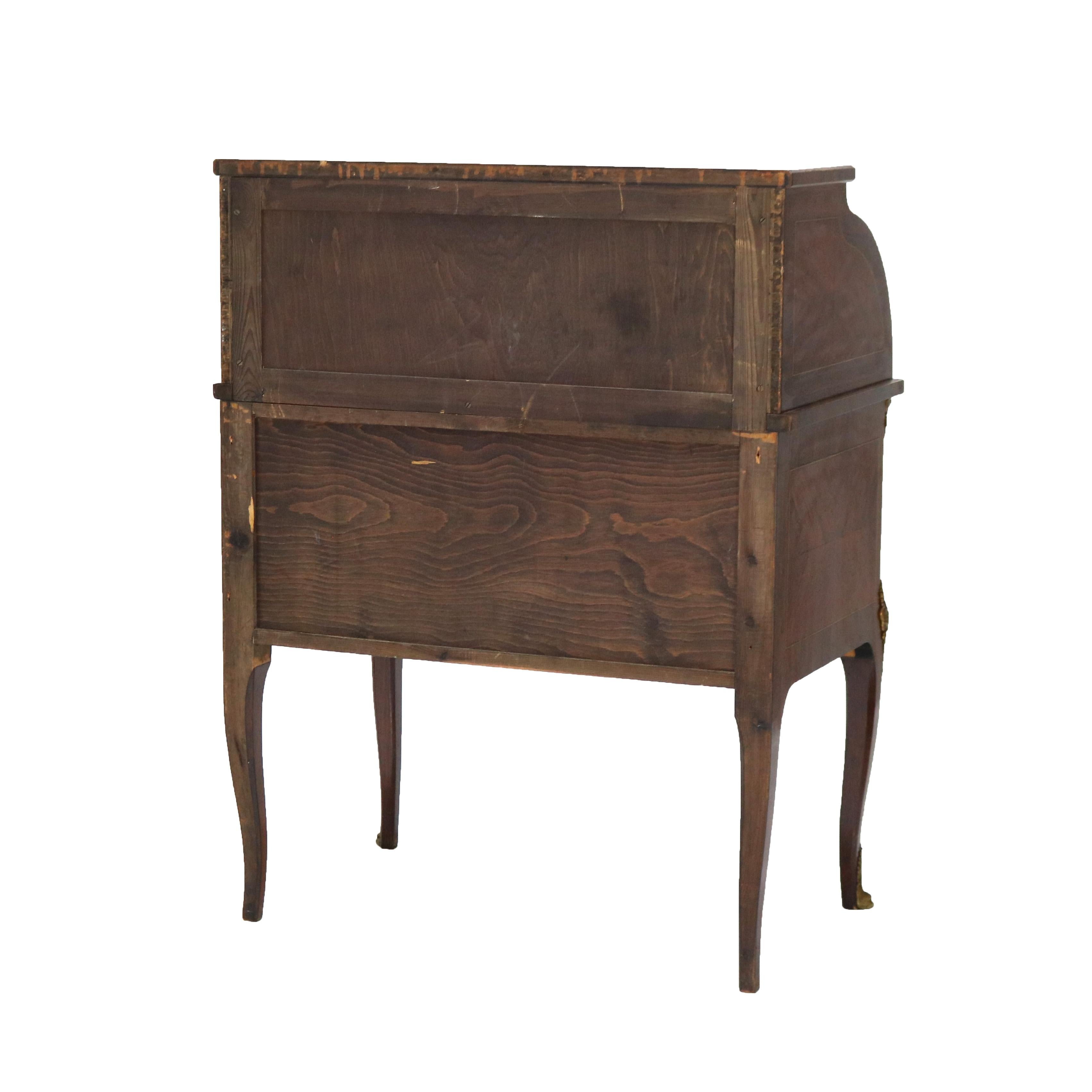 Bureau de dame en palissandre, bois de roi et bronze doré de style Louis XV, C.S. en vente 14