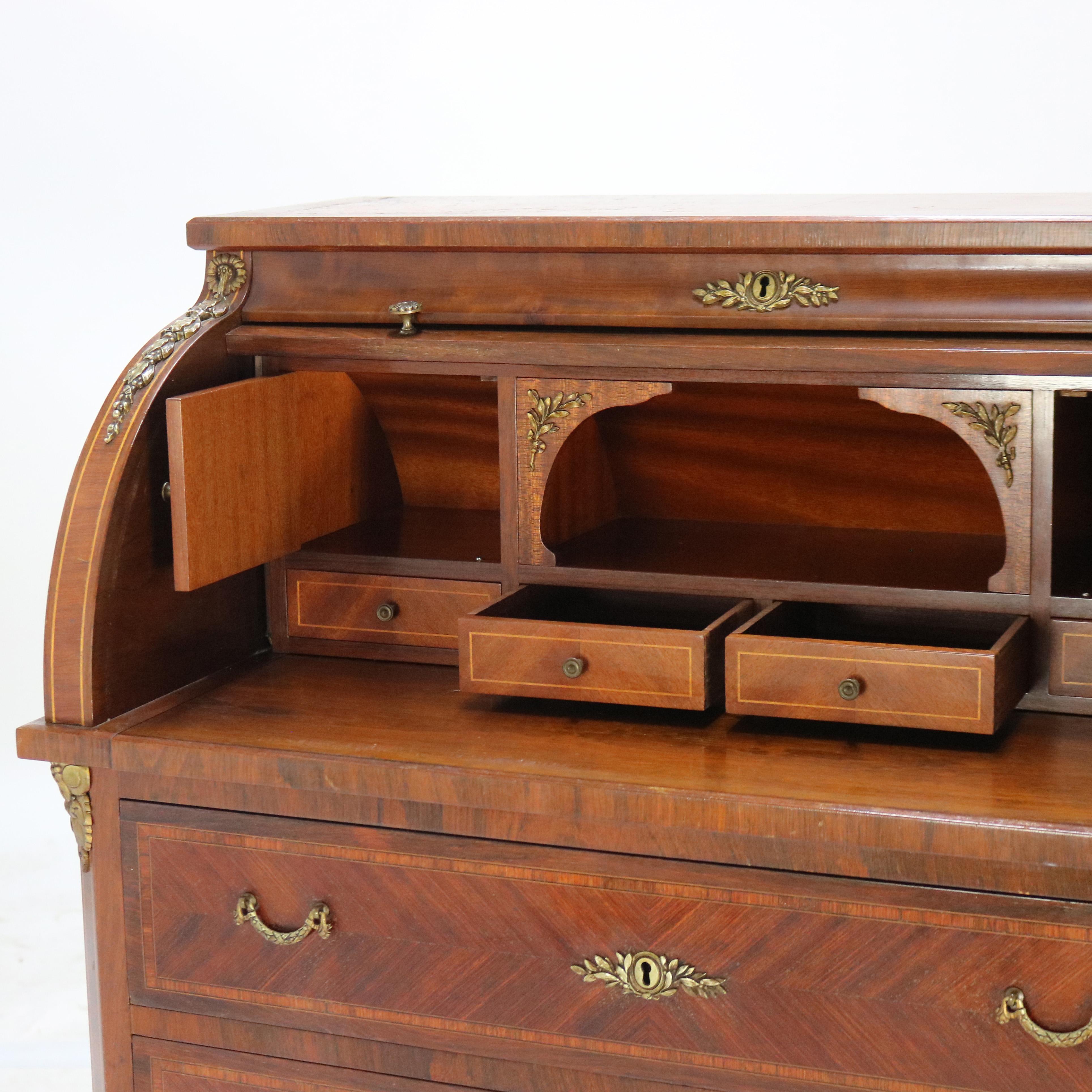 Bureau de dame en palissandre, bois de roi et bronze doré de style Louis XV, C.S. en vente 1