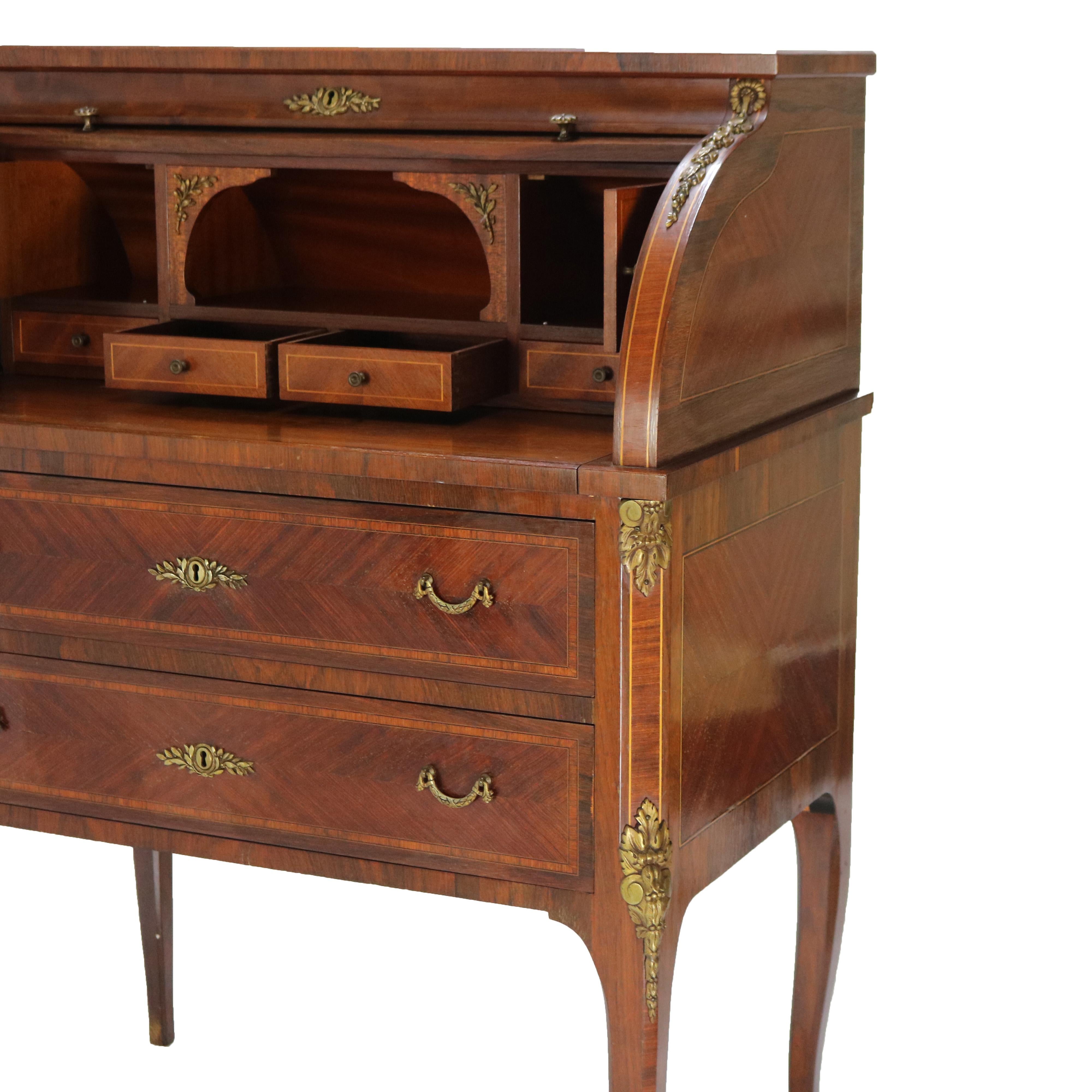 Bureau de dame en palissandre, bois de roi et bronze doré de style Louis XV, C.S. en vente 2