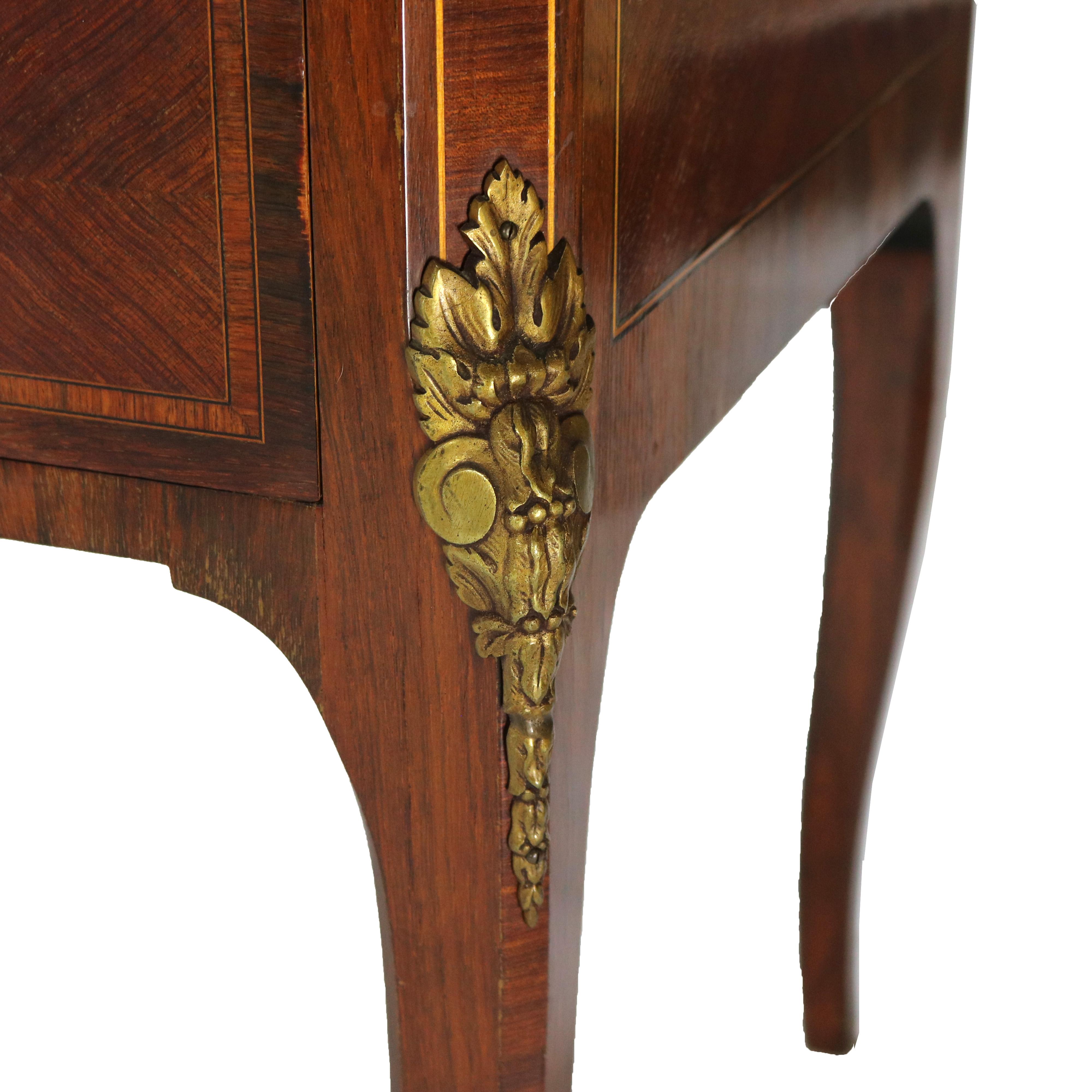 Bureau de dame en palissandre, bois de roi et bronze doré de style Louis XV, C.S. en vente 3