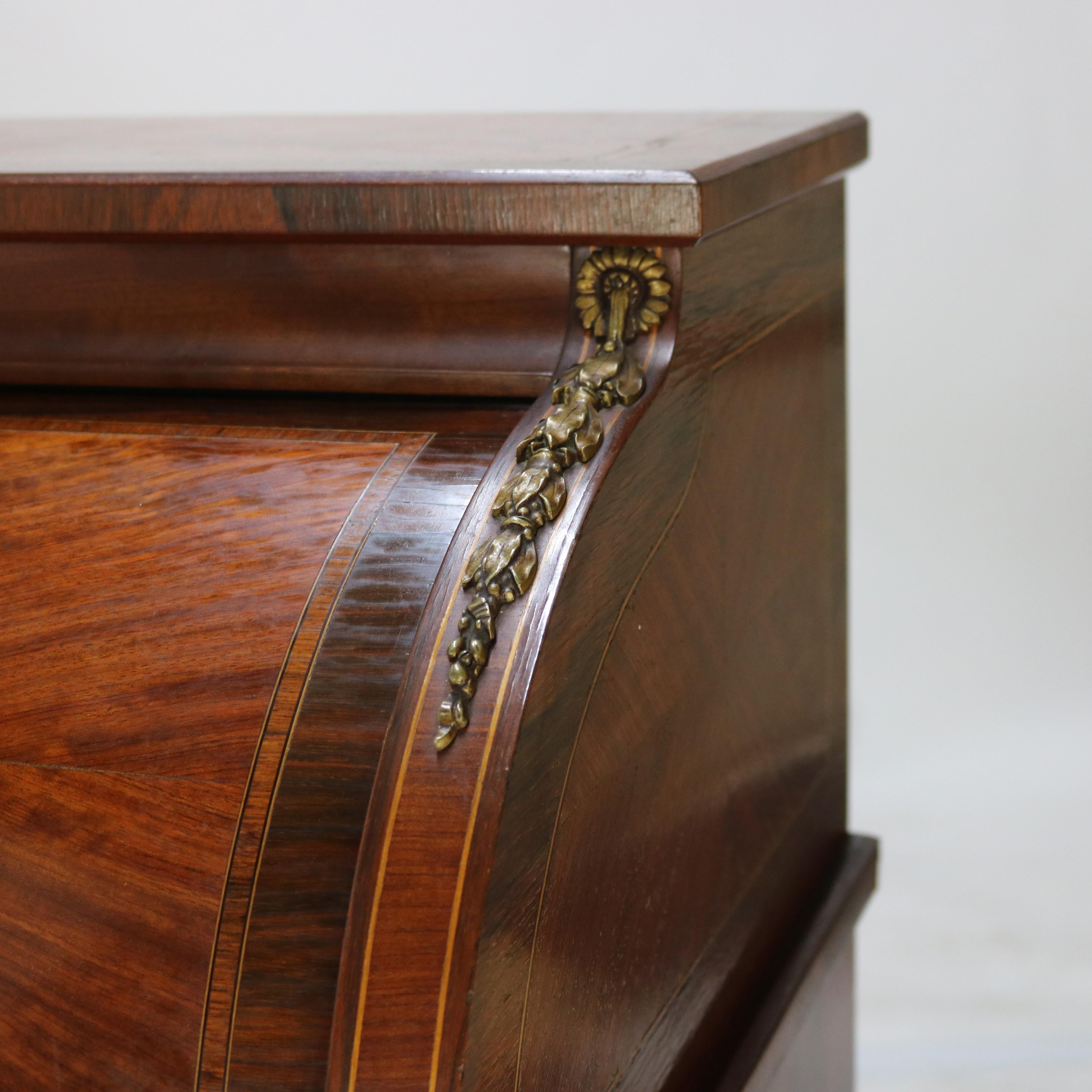 Bureau de dame en palissandre, bois de roi et bronze doré de style Louis XV, C.S. en vente 4