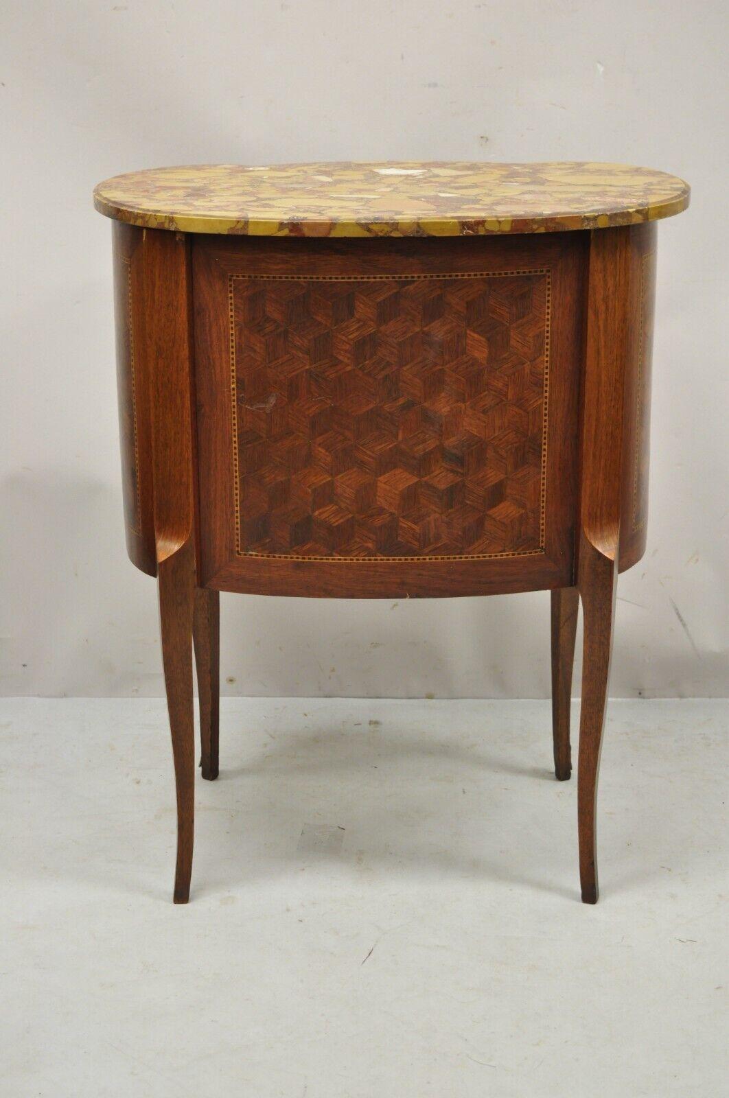 French Louis XV Style Rouge Marble Top Bombe Commode Nightstand Side Table For Sale 5