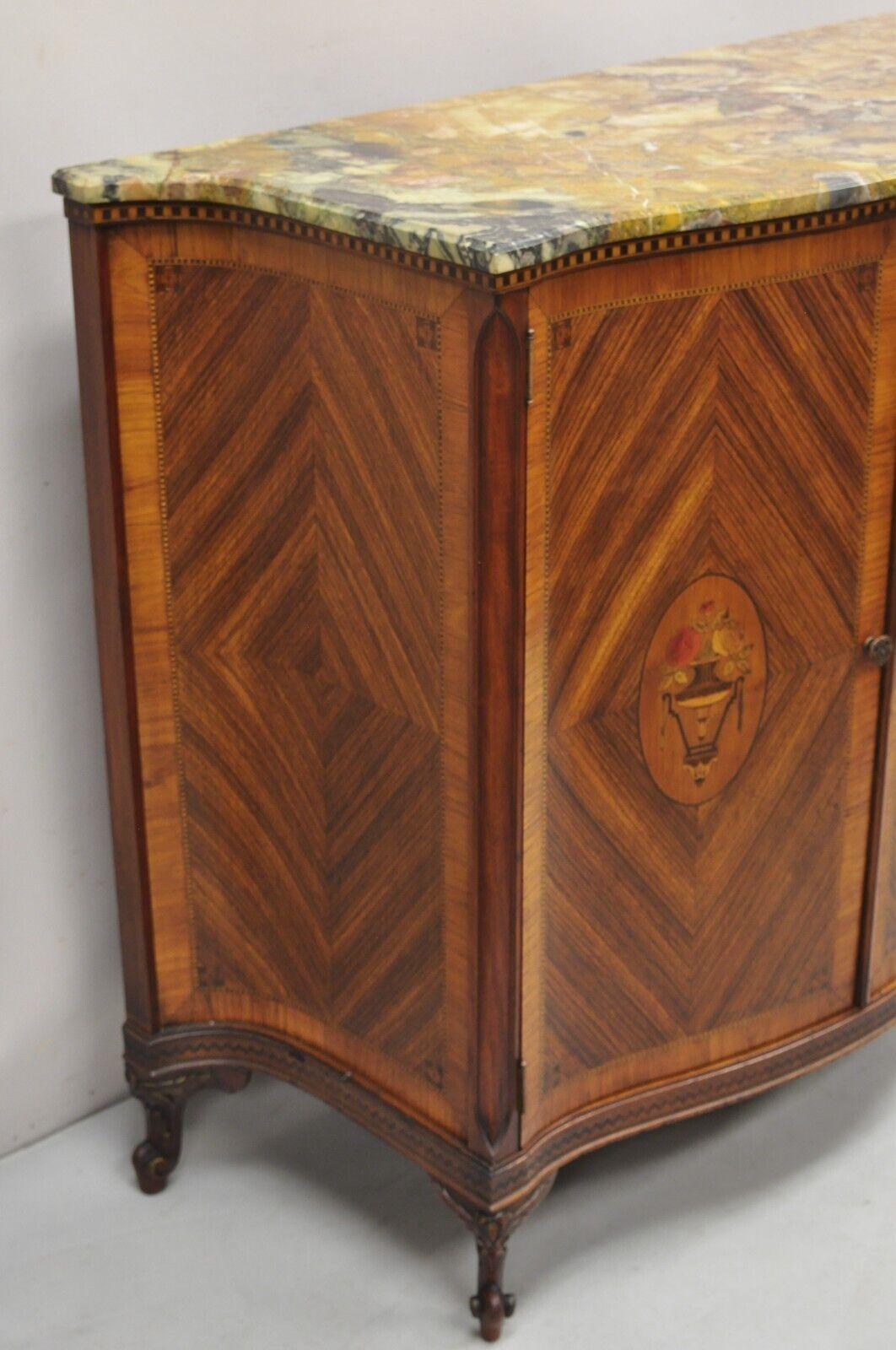 Armadietto commode demilune francese in stile Luigi XV con piano in marmo rosso e 5 cassetti in vendita 5