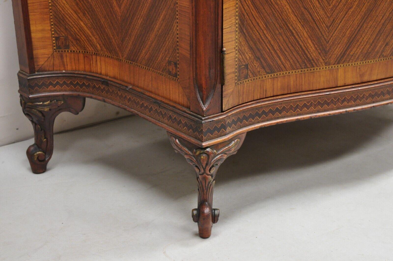 French Louis XV Style Rouge Marble Top Demilune Commode Cabinet with 5 Drawers For Sale 7