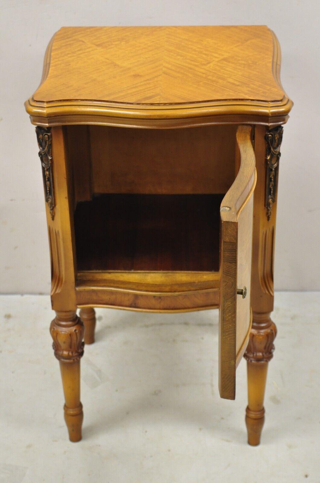 20th Century French Louis XV Style Satinwood One Door Nightstand Bedside Cabinet by Joerns For Sale