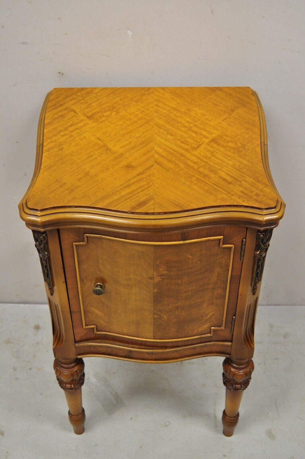 French Louis XV Style Satinwood One Door Nightstand Bedside Cabinet by Joerns 1