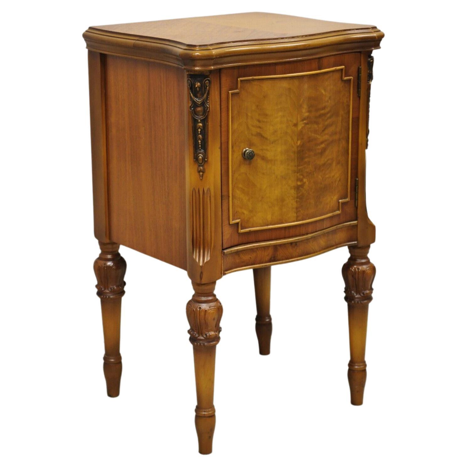 French Louis XV Style Satinwood One Door Nightstand Bedside Cabinet by Joerns For Sale