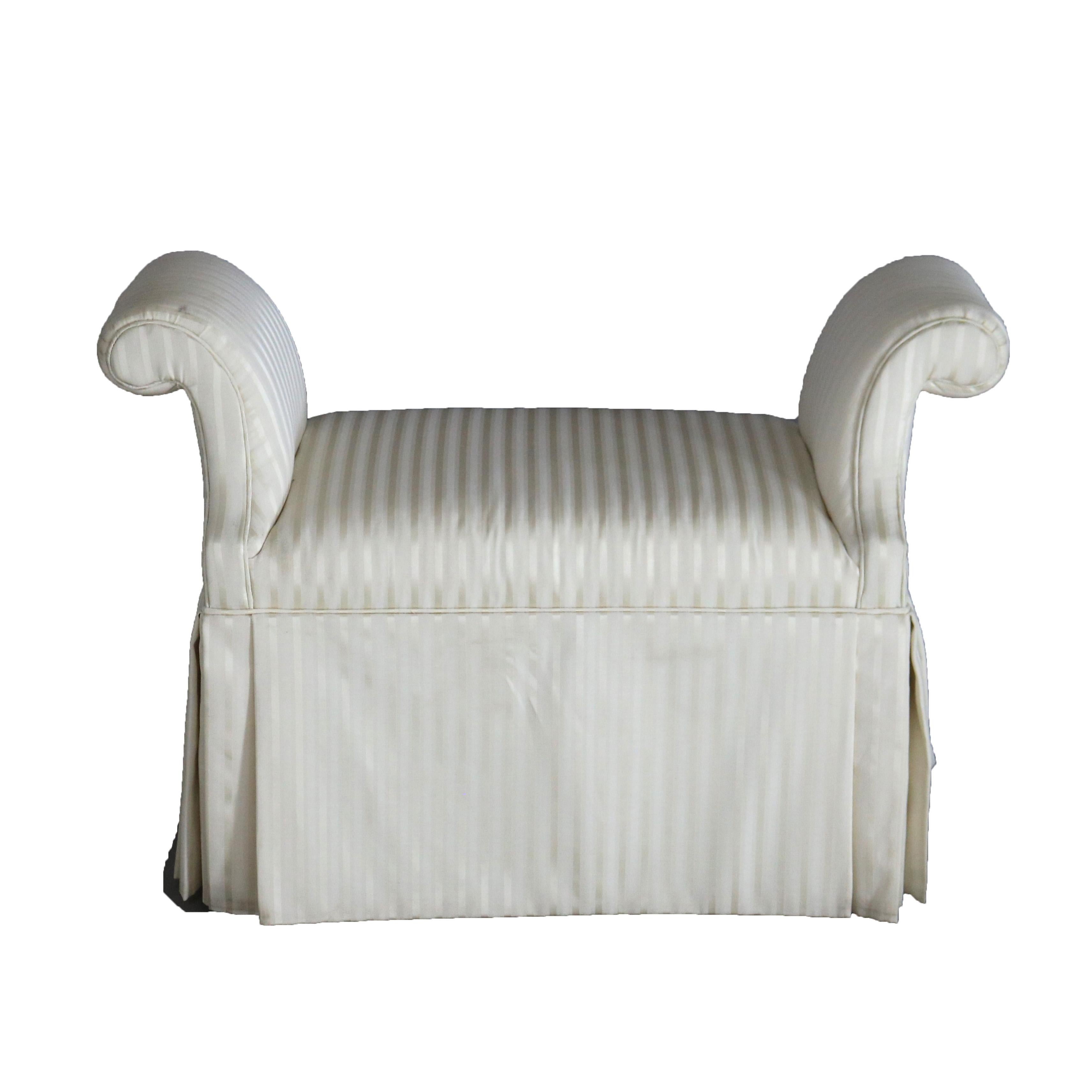 ***Reduced Delivery Rates - See Below or Click “Ask The Seller” to Request a Quote***

French Louis XV Style Scroll Arm & Skirted Boudoir Bench 20thC

Measures - 26 1/2