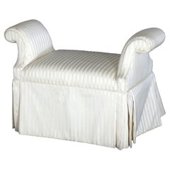 French Louis XV Style Scroll Arm & Skirted Boudoir Bench 20thC