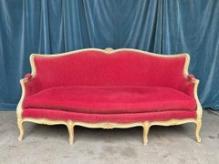 French Louis XV Style Settee in Red Velvet