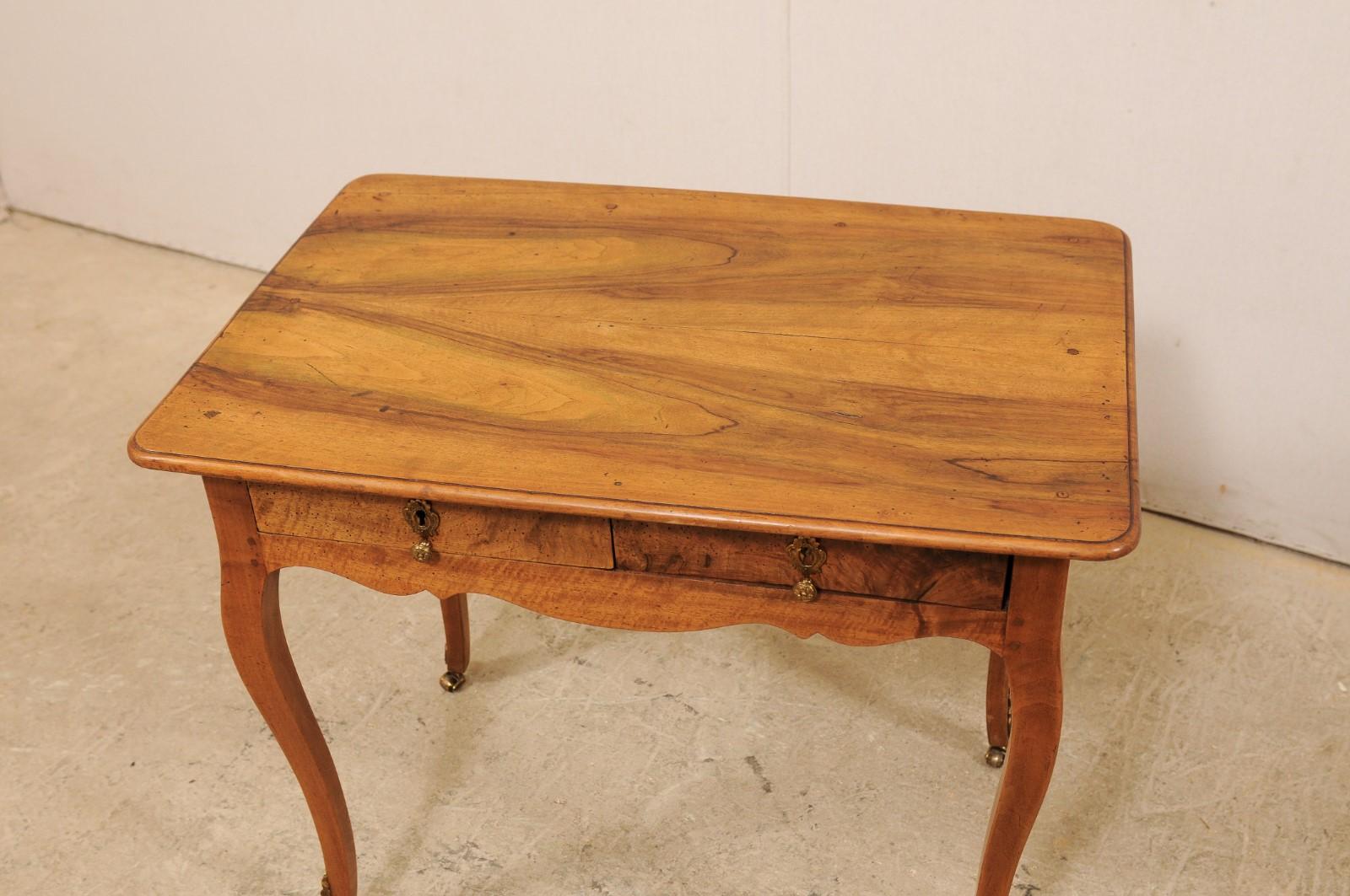 French Louis XV Style Side Table w/ Brass Embellishments and Petite Caster Feet 3