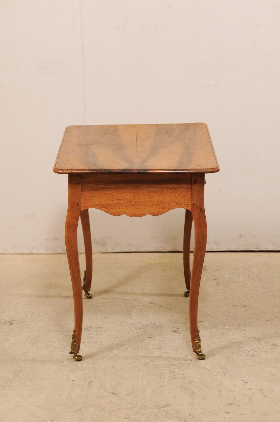 French Louis XV Style Side Table w/ Brass Embellishments and Petite Caster Feet 4