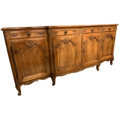 French Louis XV Style Sideboard /Buffet, Walnut with Breakfront