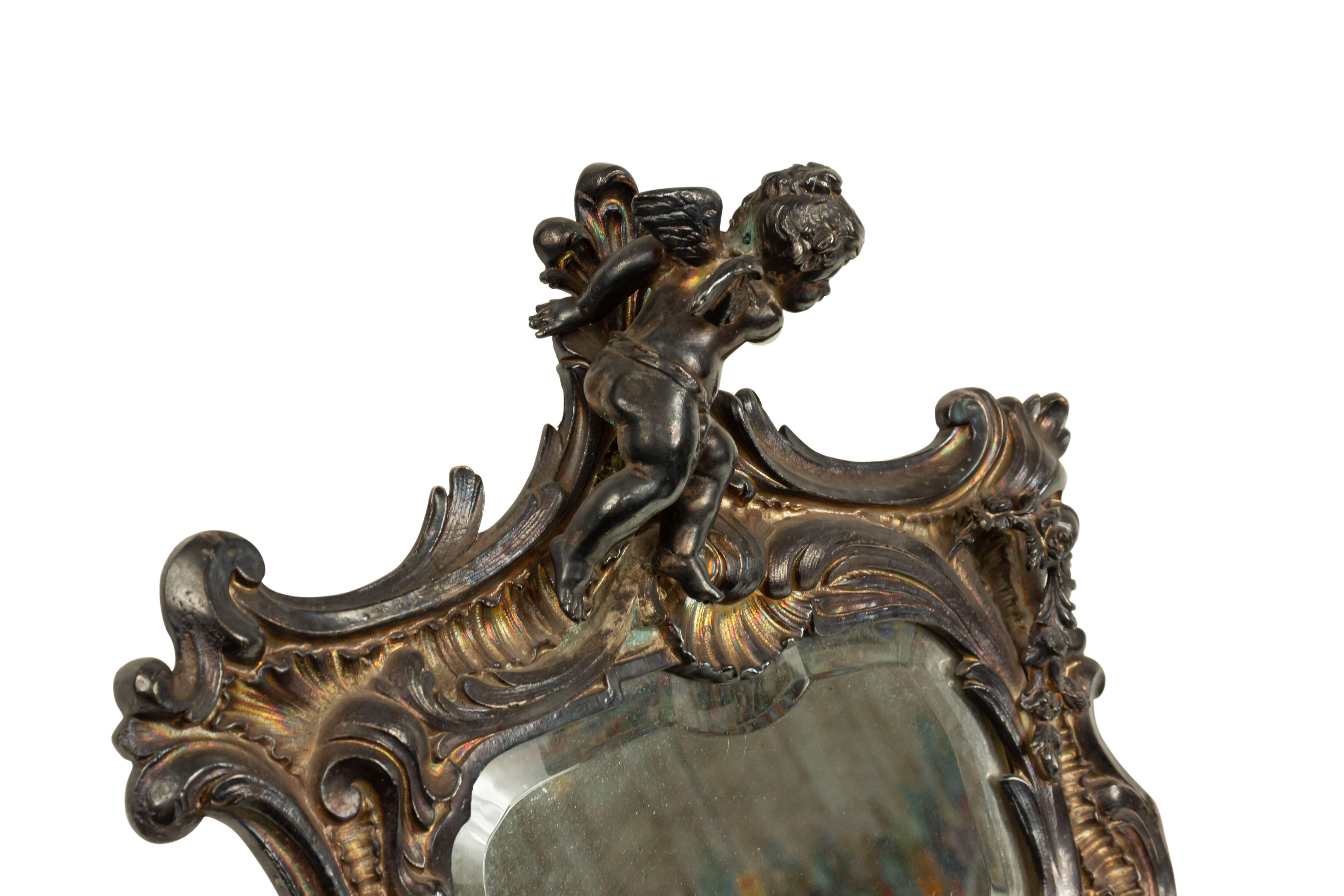 French Louis XV Style Silver Plate Dressing Table / Vanity Mirror For Sale 6