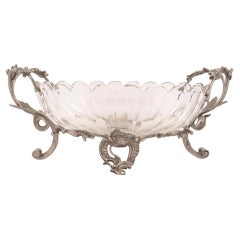 French Louis XV Style Silvered Bronze and Baccarat Crystal Centerpiece