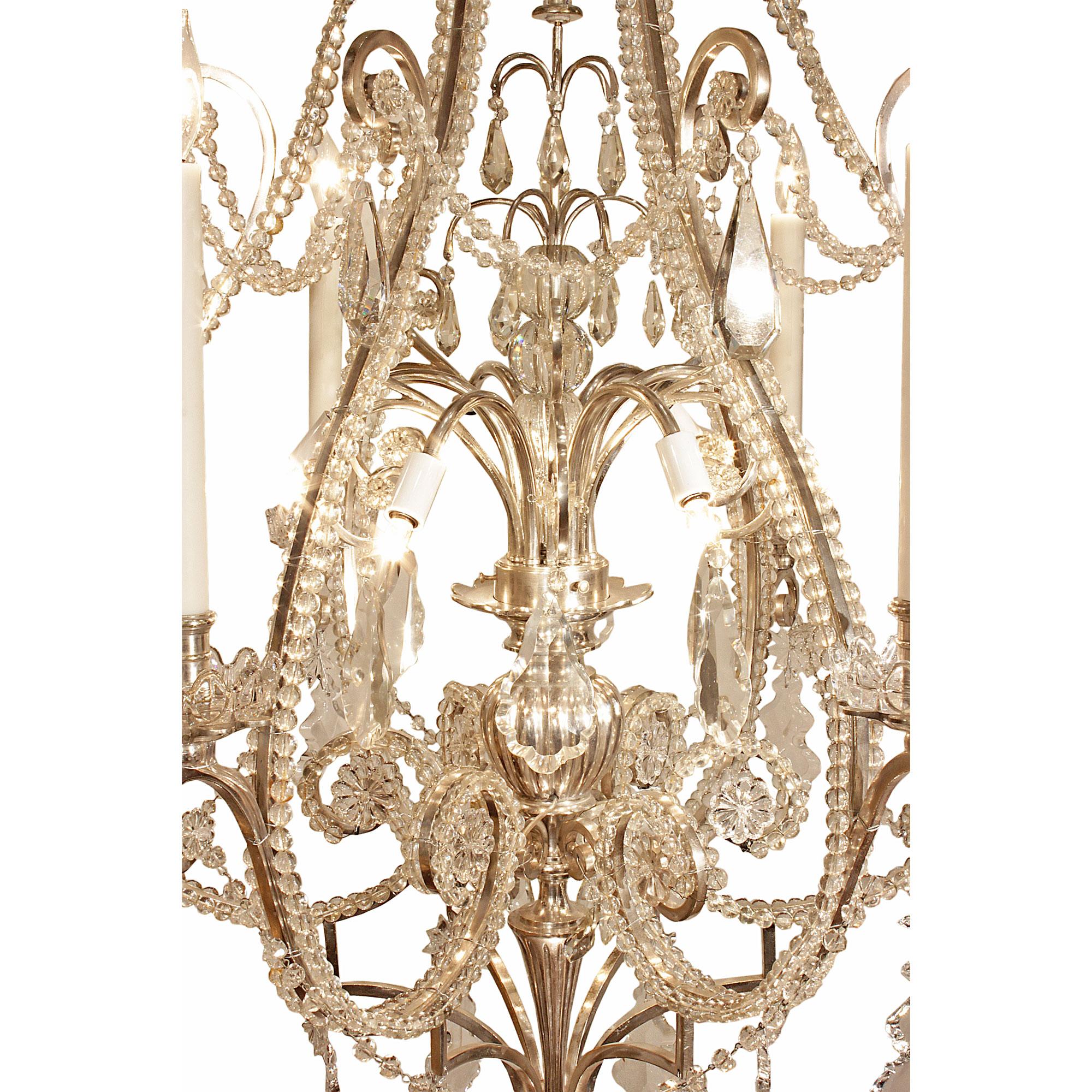 French Louis XV Style Silvered Bronze and Baccarat Crystal Chandelier In Good Condition For Sale In West Palm Beach, FL