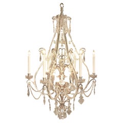 French Louis XV Style Silvered Bronze and Baccarat Crystal Chandelier