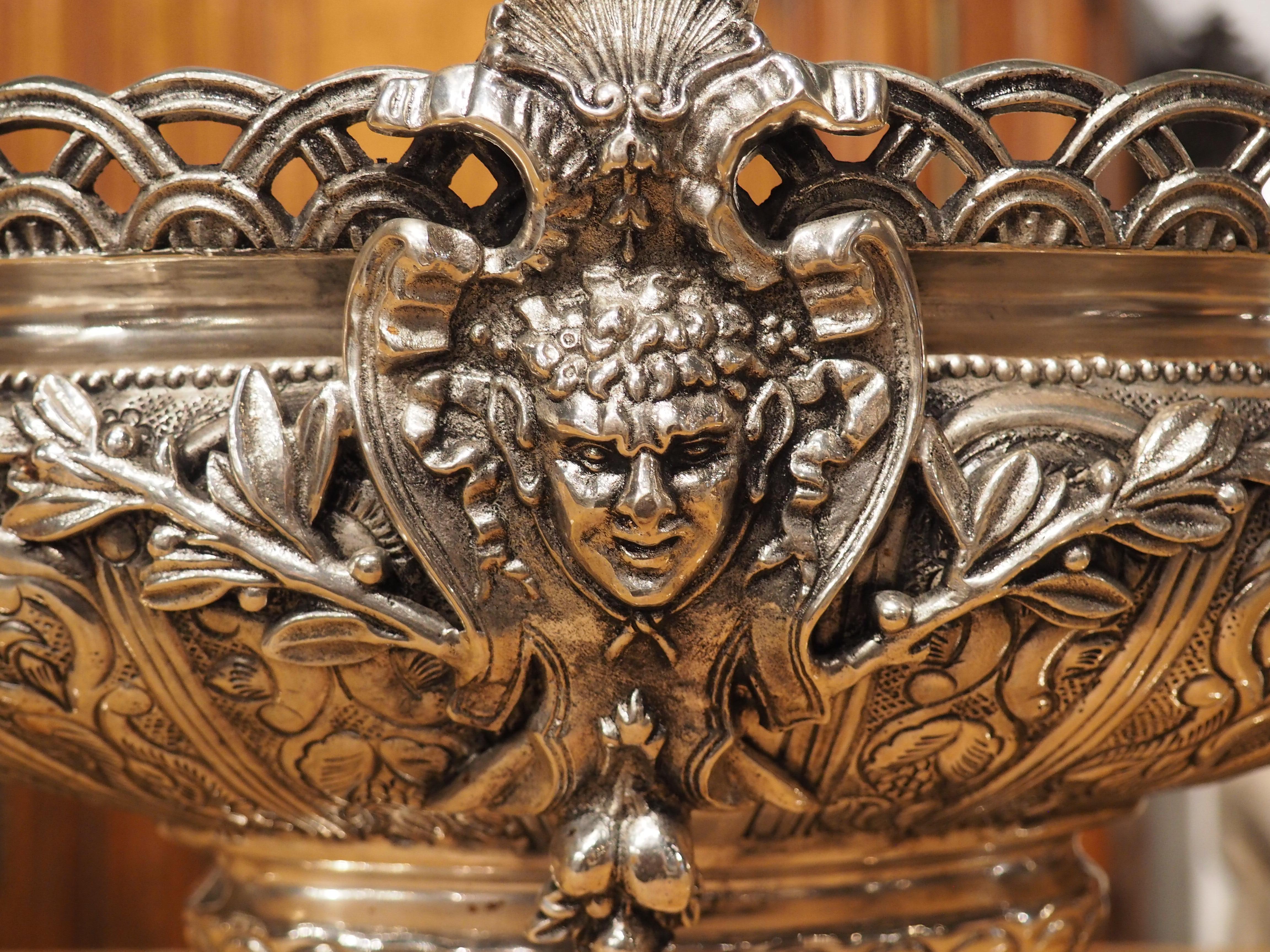 French Louis XV Style Silvered Bronze Jardiniere, Putti Supports, Early 20th C. 6