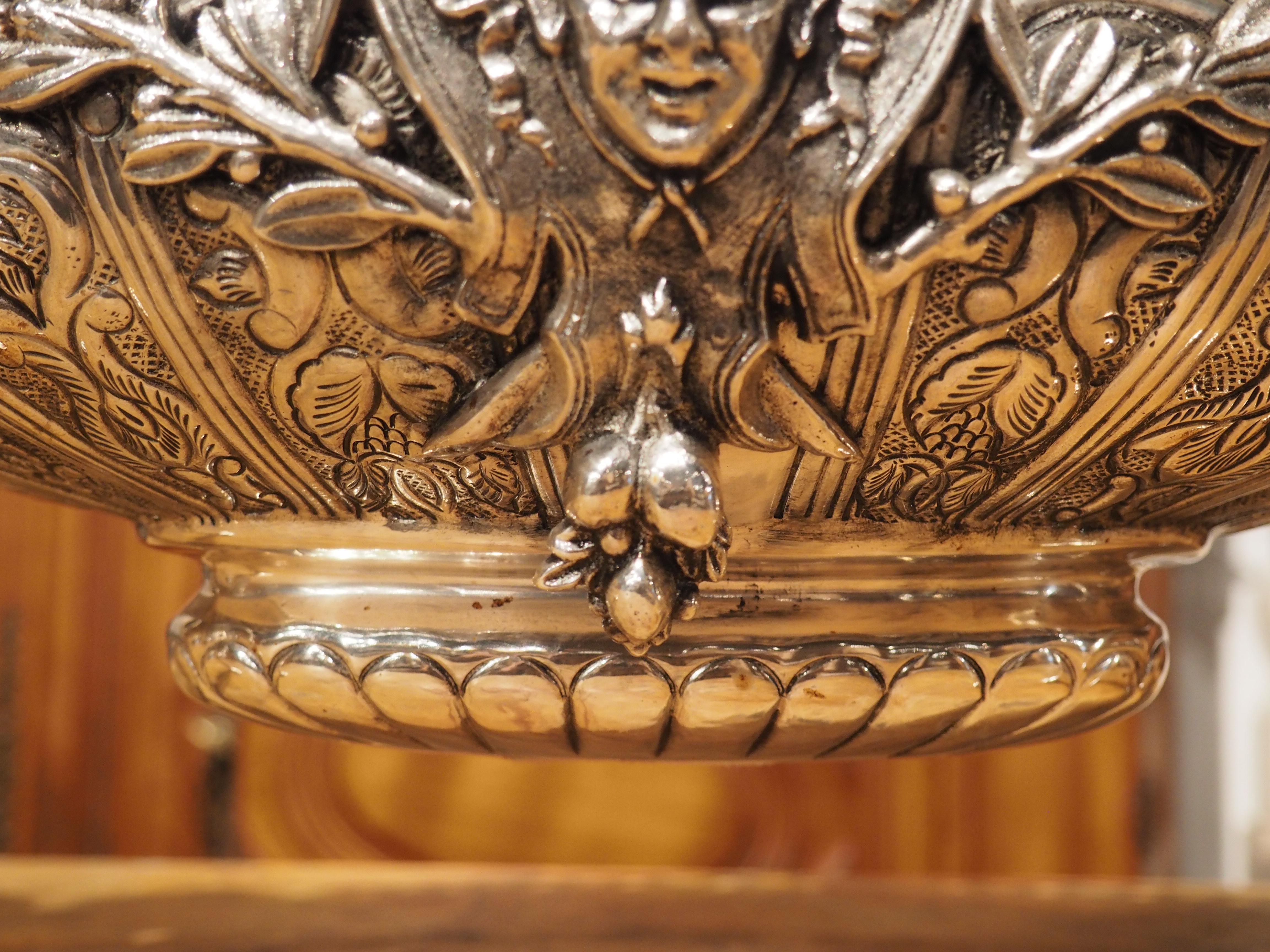 French Louis XV Style Silvered Bronze Jardiniere, Putti Supports, Early 20th C. 4