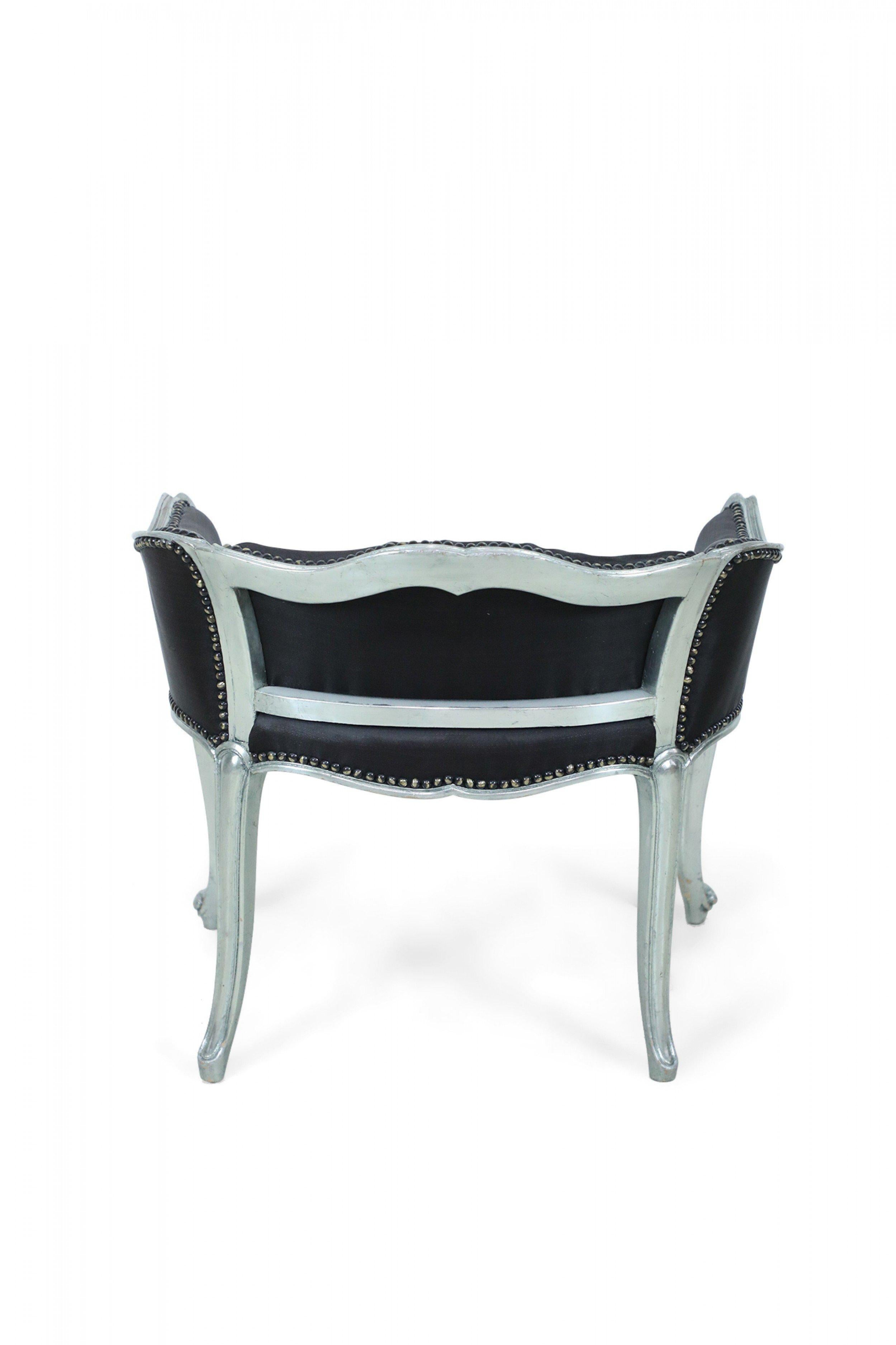 French Louis XV Style Silvered Low Back Vanity Chair For Sale 9