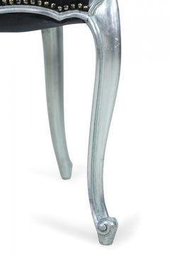 French Louis XV Style Silvered Low Back Vanity Chair