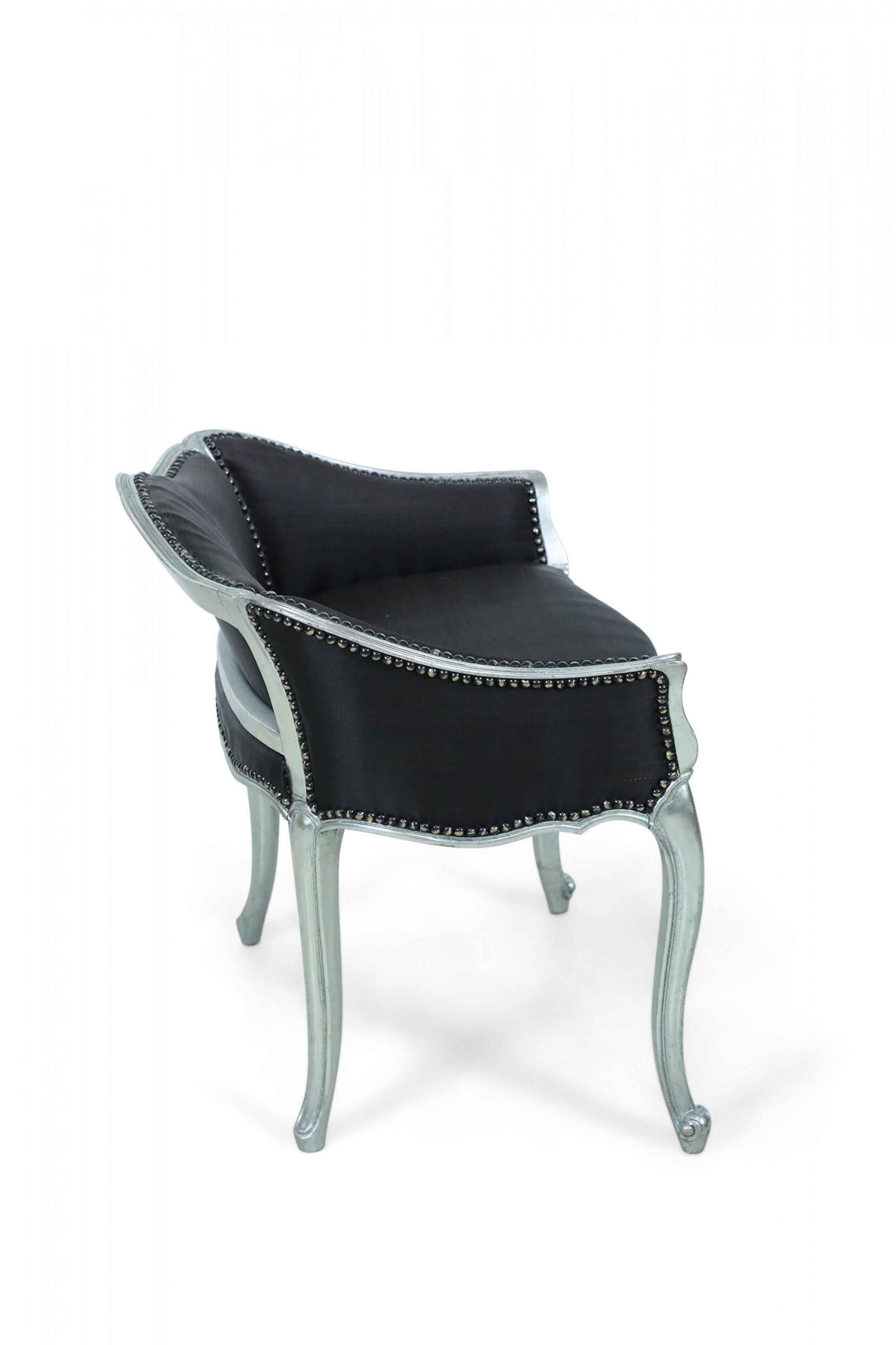 20th Century French Louis XV Style Silvered Low Back Vanity Chair For Sale