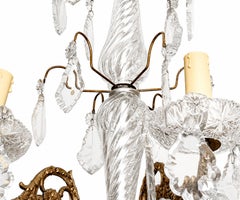 Lámpara de araña francesa de cristal de seis luces, estilo Luis XV, siglo XX