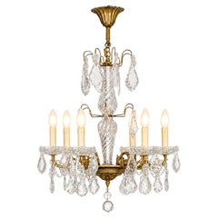 French Louis XV Style Six-Light Crystal Chandelier, 20th Century