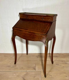 French Louis XV Style Slant Front Secretary Desk with Leather Writing Surface