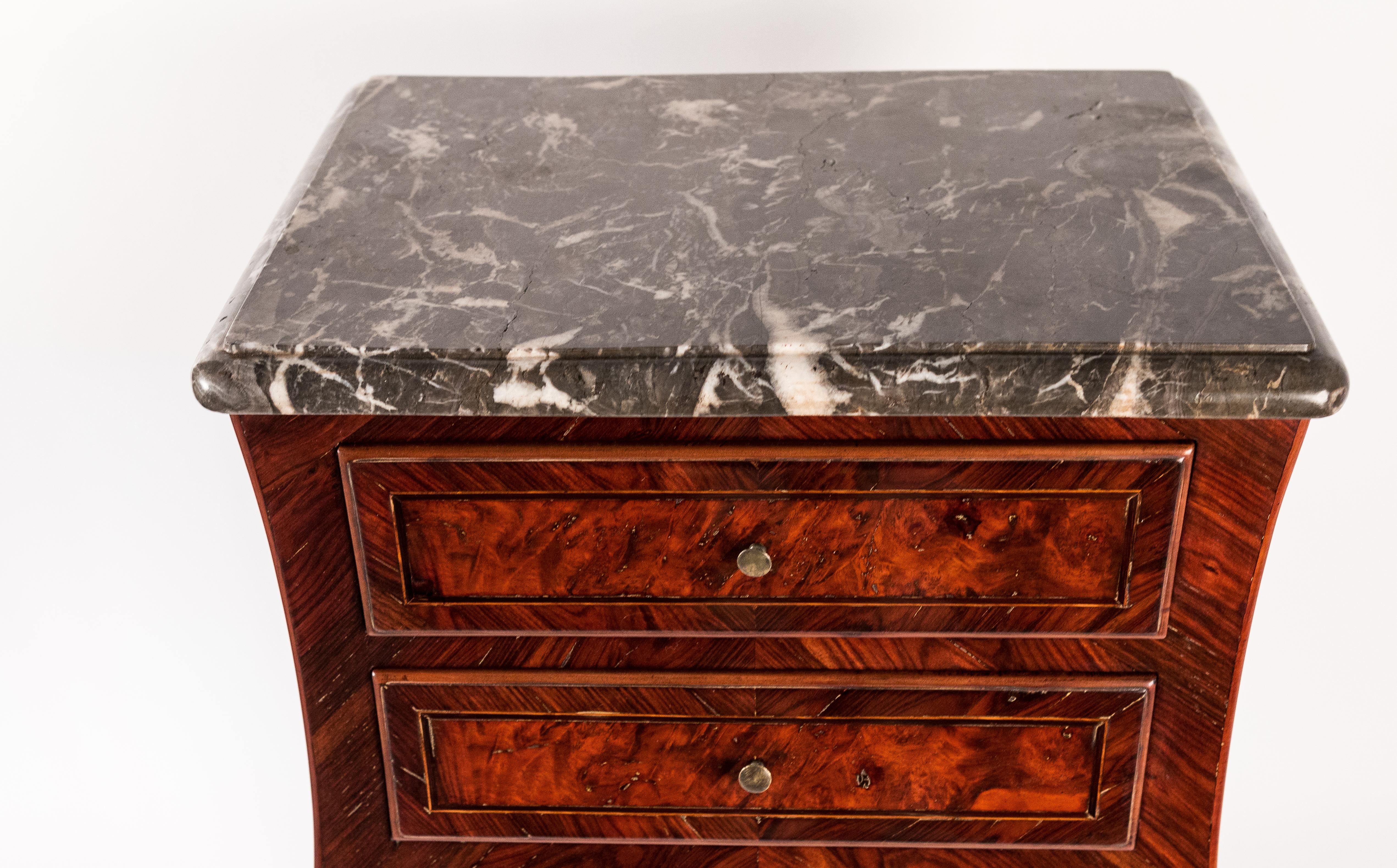 French Louis XV Style Small Serpentine Marble-Top Commode, circa 1820-1830 1