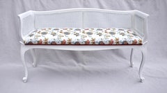 French Louis XV Style Spring Floral Caned Window Bench Settee