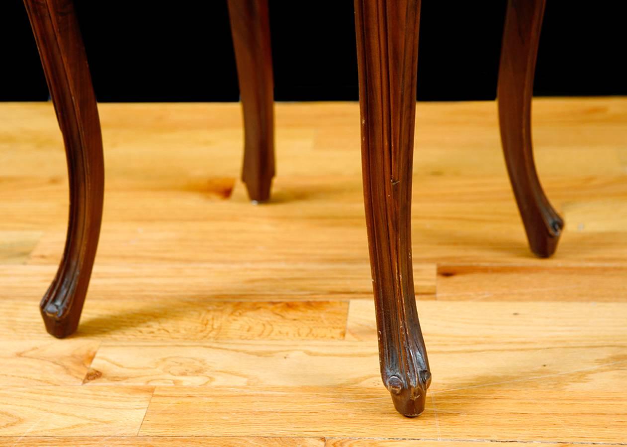 20th Century French Louis XV-Style Square Stool in Walnut with Upholstered Seat, circa 1900