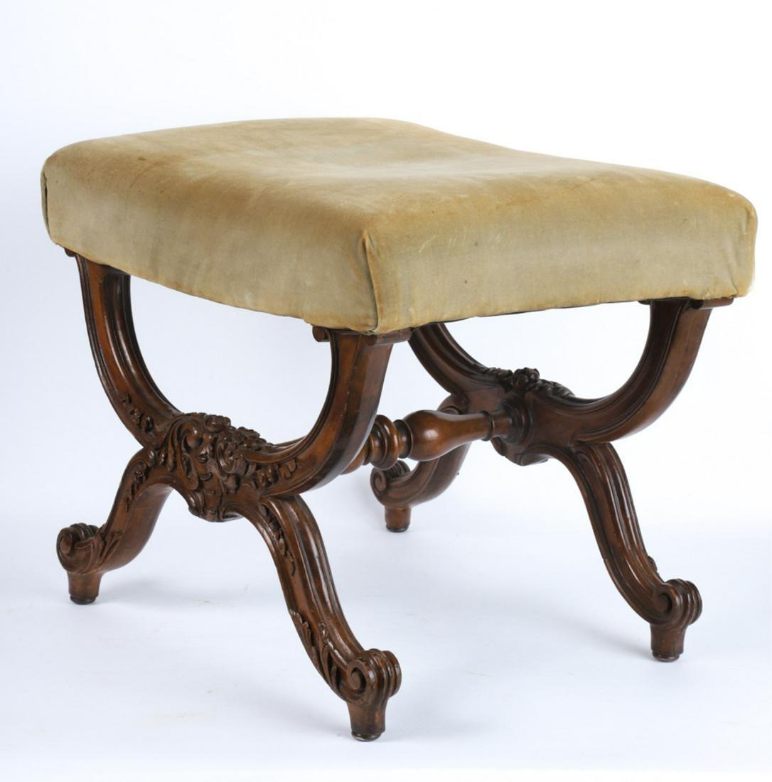 Carved French Louis XV Style Stool, 19th Century