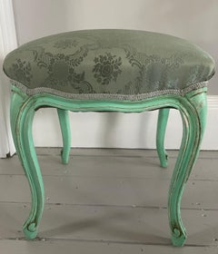 French Louis XV-Style Stool with Cabriole Legs and Hoof Feet