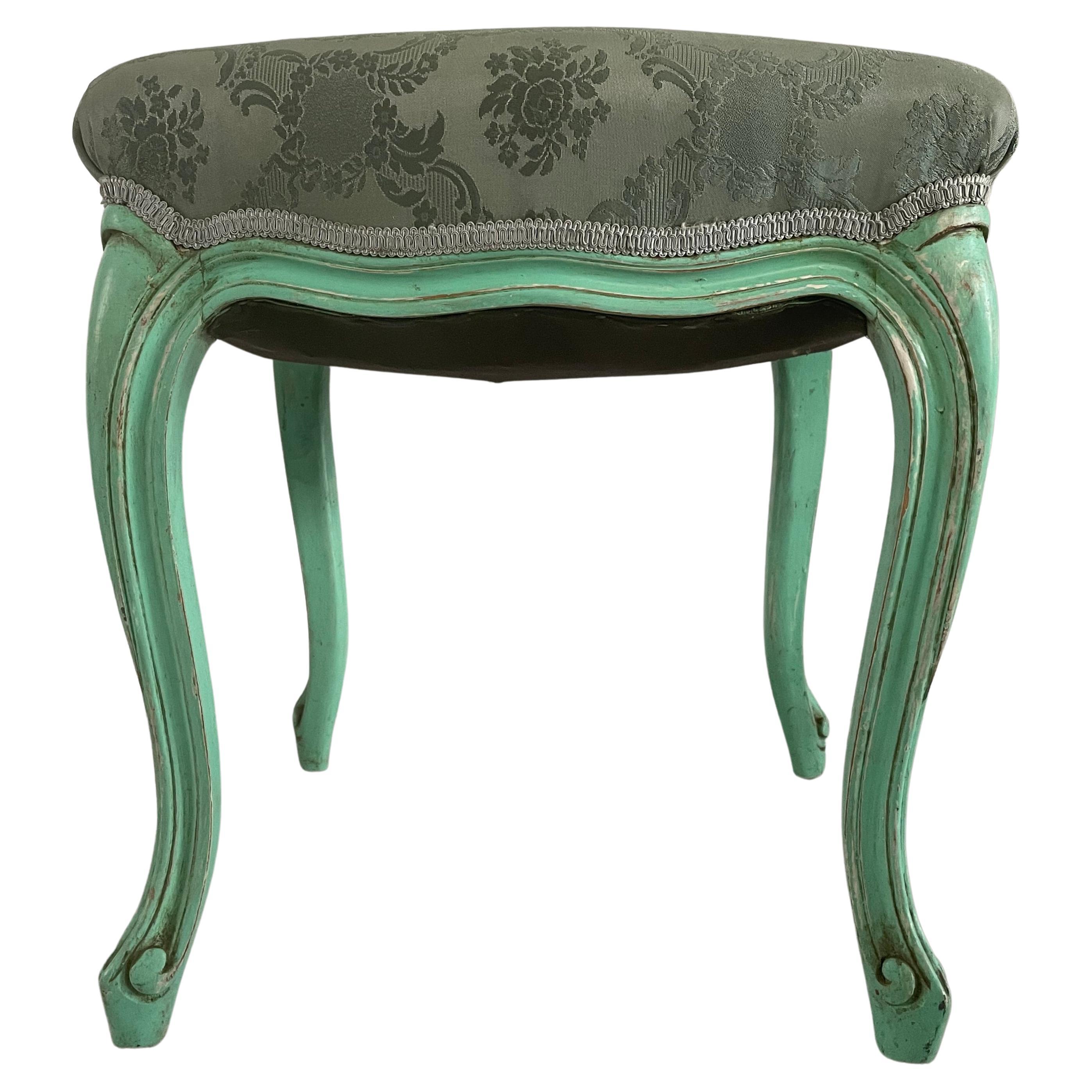 French Louis XV-Style Stool with Cabriole Legs and Hoof Feet