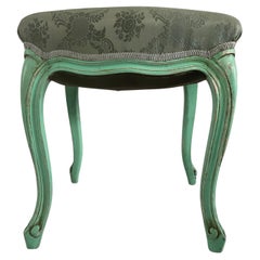 Vintage French Louis XV-Style Stool with Cabriole Legs and Hoof Feet