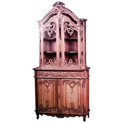 French Louis XV Style Stripped Breakfront Cabinet