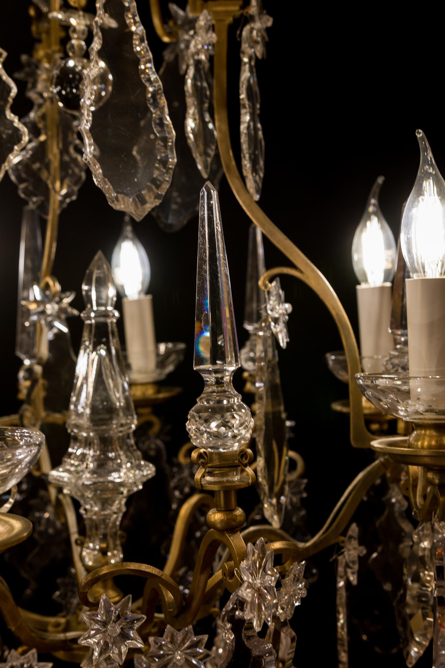 French Louis XV Style, Gilt-Bronze and Crystal Chandelier, circa 1900-1920 8
