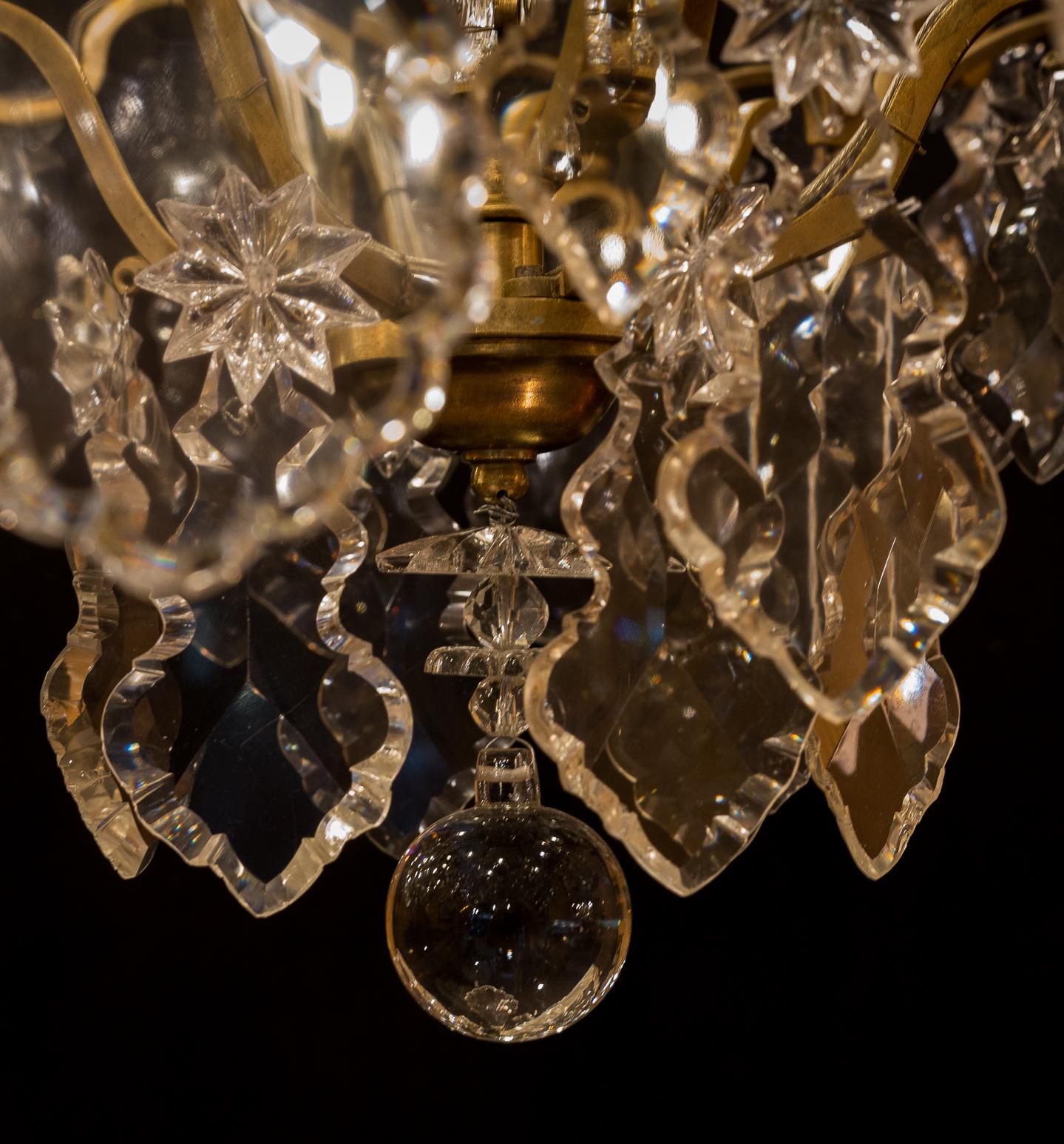 French Louis XV Style, Gilt-Bronze and Crystal Chandelier, circa 1900-1920 13