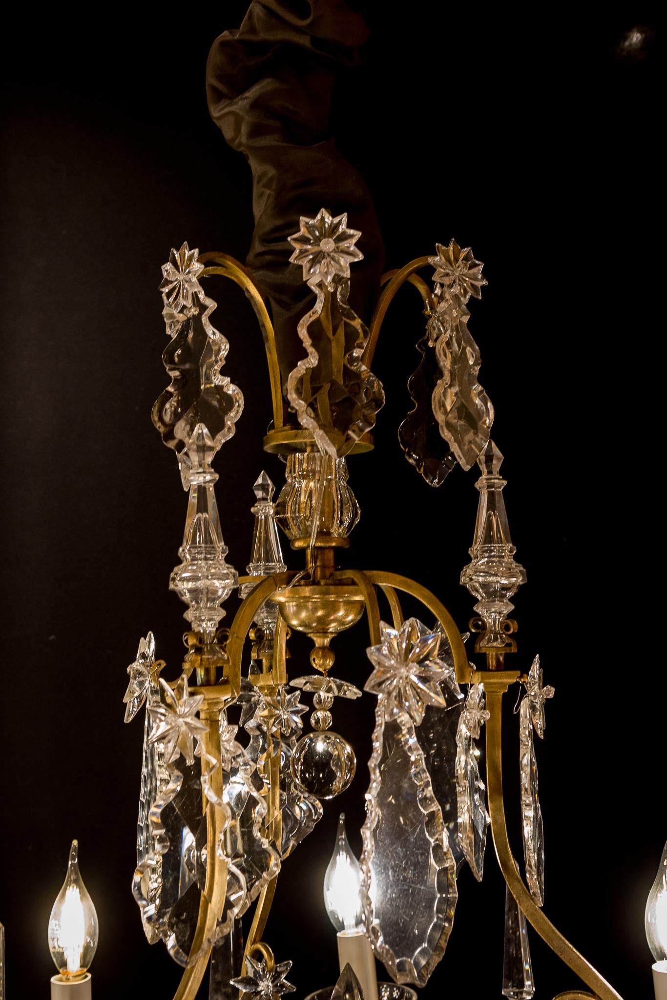 French Louis XV Style, Gilt-Bronze and Crystal Chandelier, circa 1900-1920 In Good Condition In Saint Ouen, FR