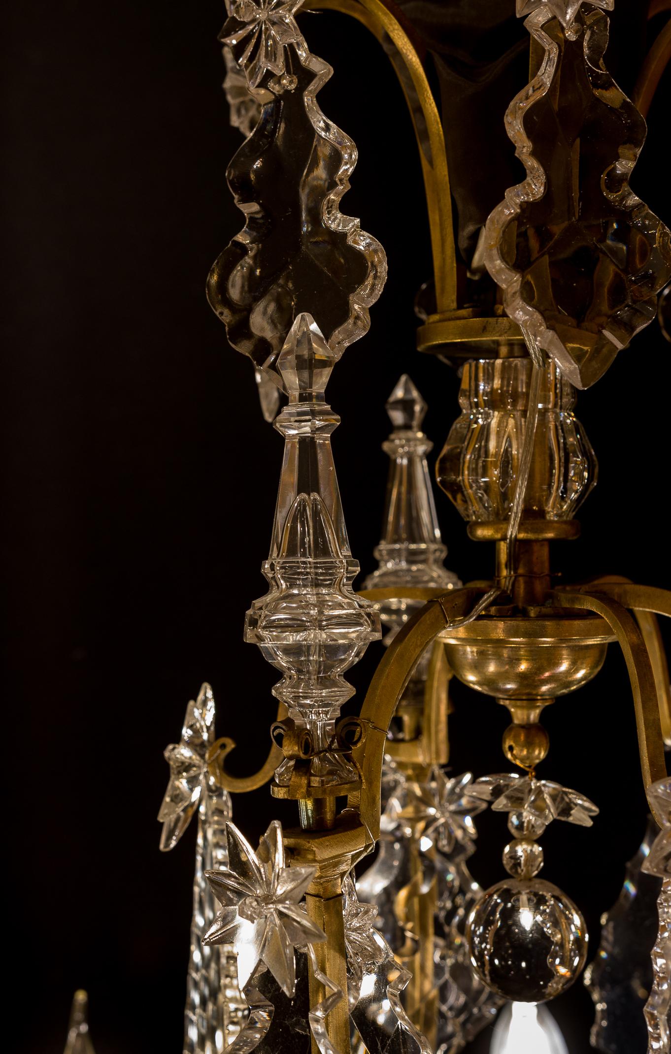 20th Century French Louis XV Style, Gilt-Bronze and Crystal Chandelier, circa 1900-1920