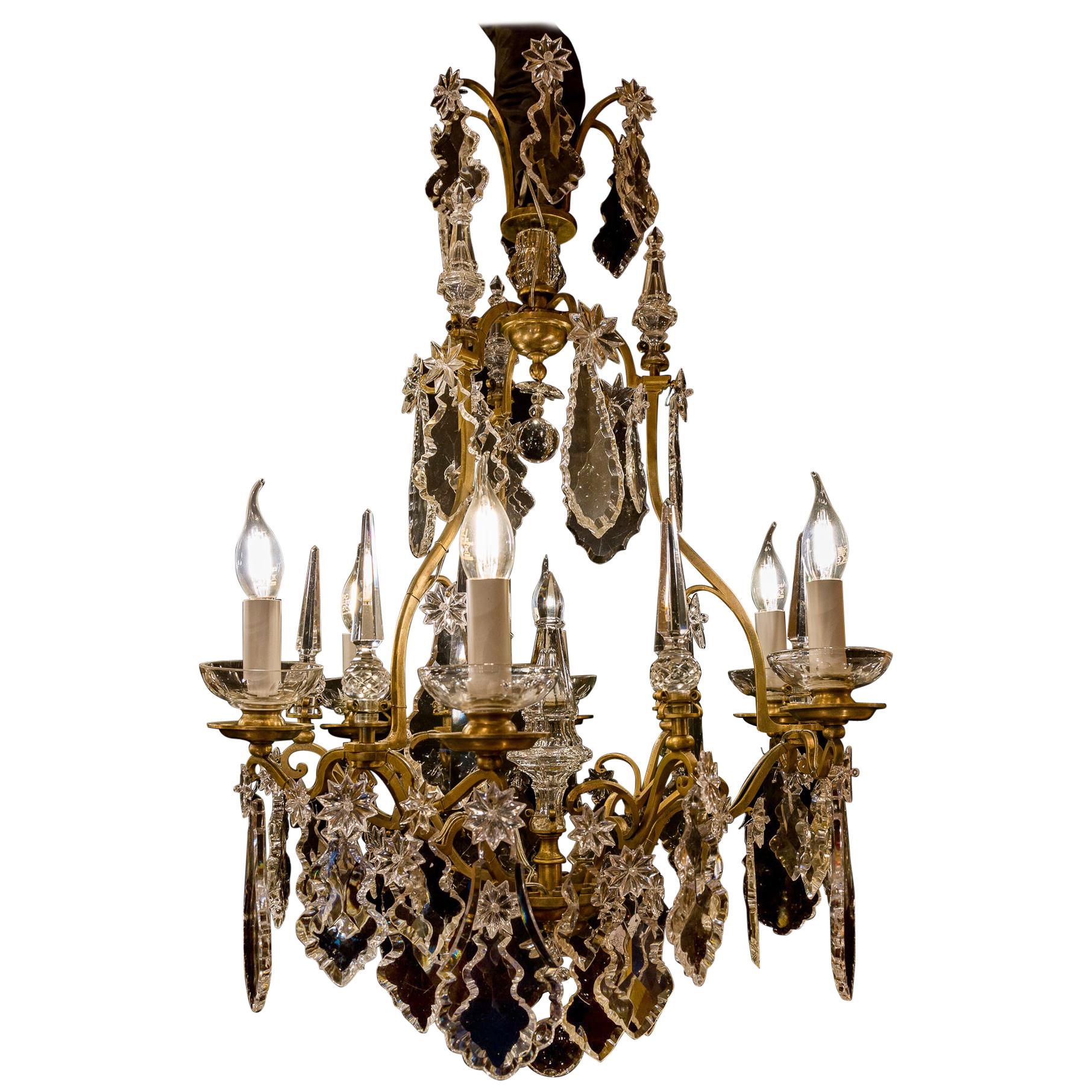 French Louis XV Style, Gilt-Bronze and Crystal Chandelier, circa 1900-1920