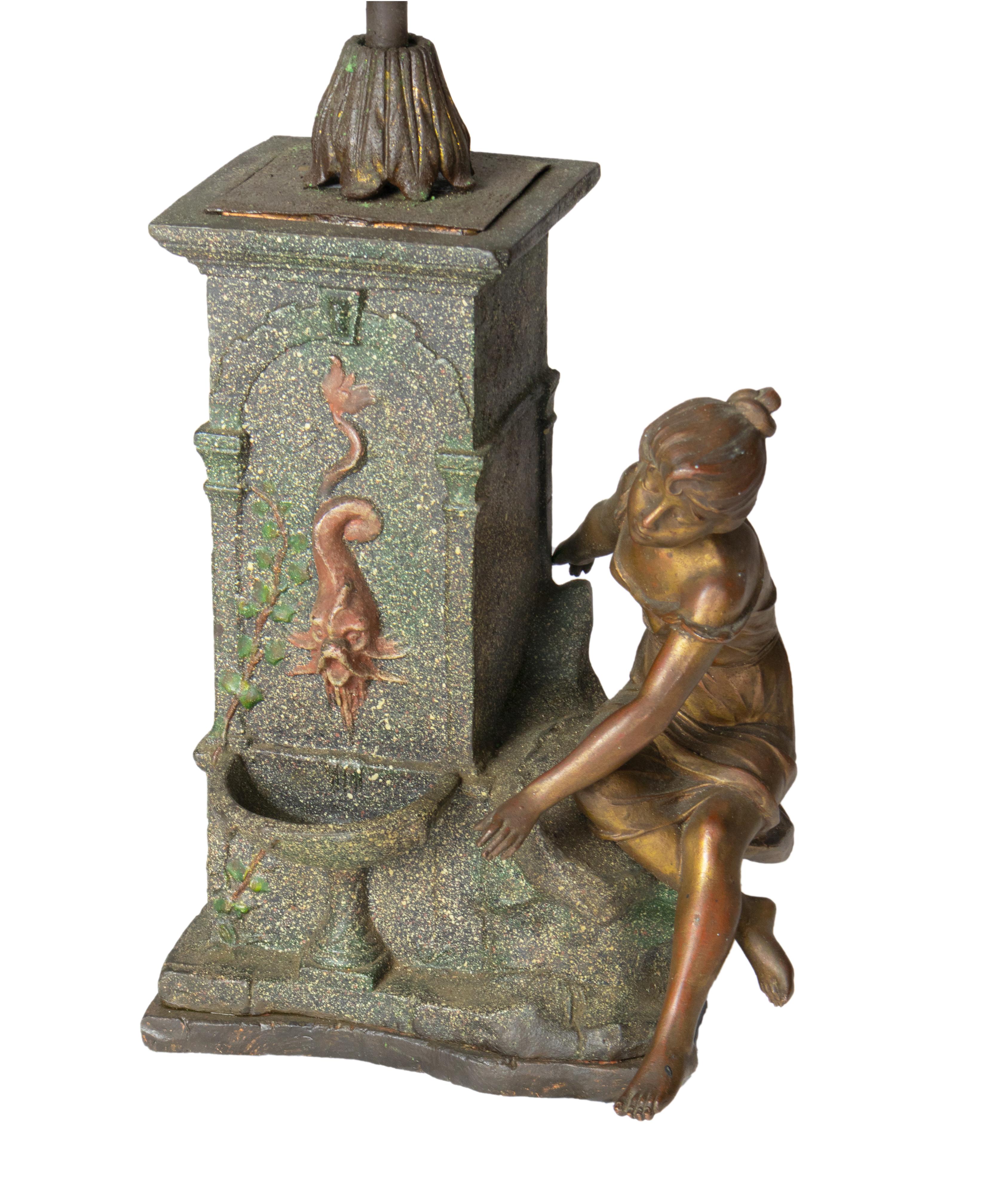 French Louis XV Style Table Lamp, Figure By «Mathurin Moreau», 19th Century For Sale 3