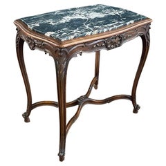 French Louis XV Style Table with Carved Rocaille Decorations