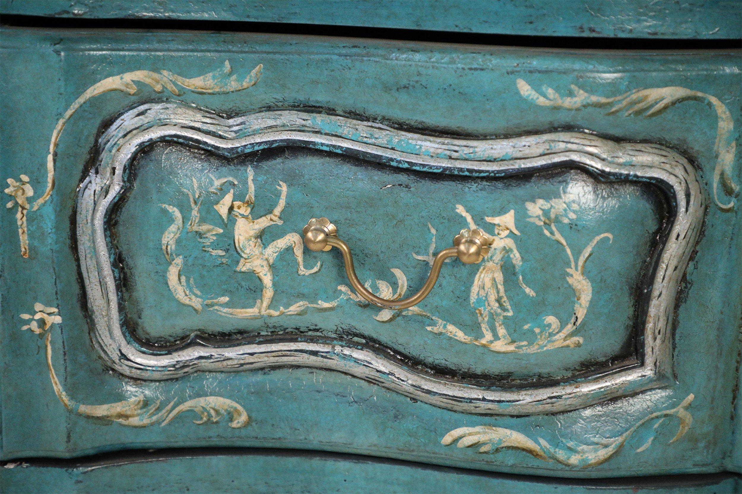 20th Century French Louis XV Style Teal Serpentine Commode For Sale