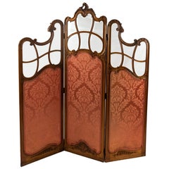 French Louis XV Style Three-Panel Screen in Walnut