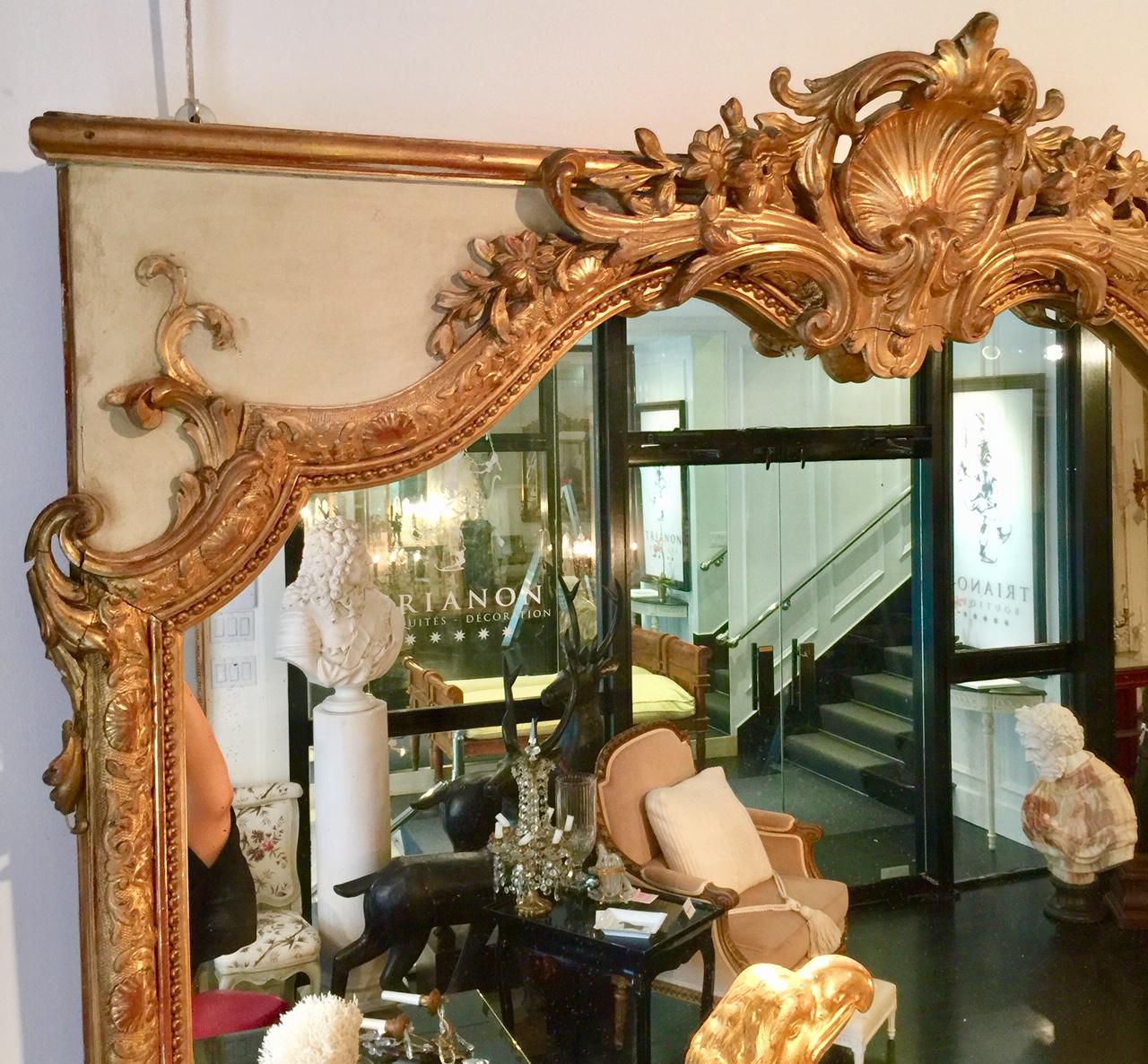 Gilt French Louis XV Style Trumeau Mirror