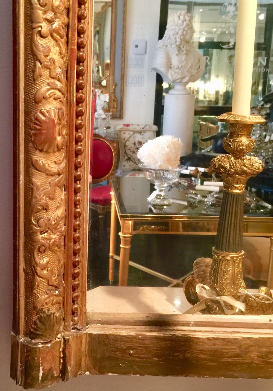 Wood French Louis XV Style Trumeau Mirror