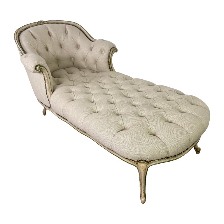 French Louis XV Style Tufted Chaise Lounge For Sale at 1stDibs